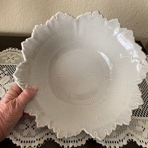 1940s Steubenville Pottery Woodfield Dove Gray Ceramic 11” Large Salad Bowl