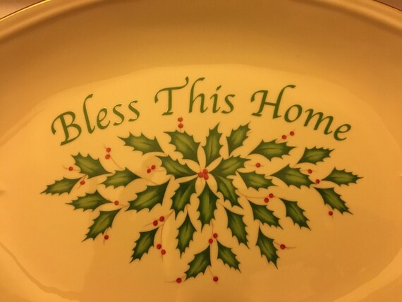 1970s Lenox Holiday Dimension Bless This Home 11-1/8 Oval | Etsy 1970s Lenox Holiday Dimension Bless This Home 11-1/8 Oval | Etsy