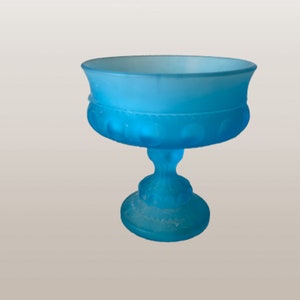 1940s Colony King&#39;s Crown Satin Blue Compote