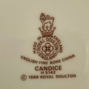 1988 Royal Doulton CANDICE Fine Bone China Dinnerware place settings, serving pieces, extras sold separately image 2