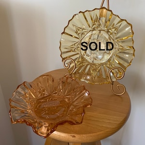 1960s Federal Glass Pioneer Pink 7” Round Crimped Berry Bowl (yellow bowl has been sold)