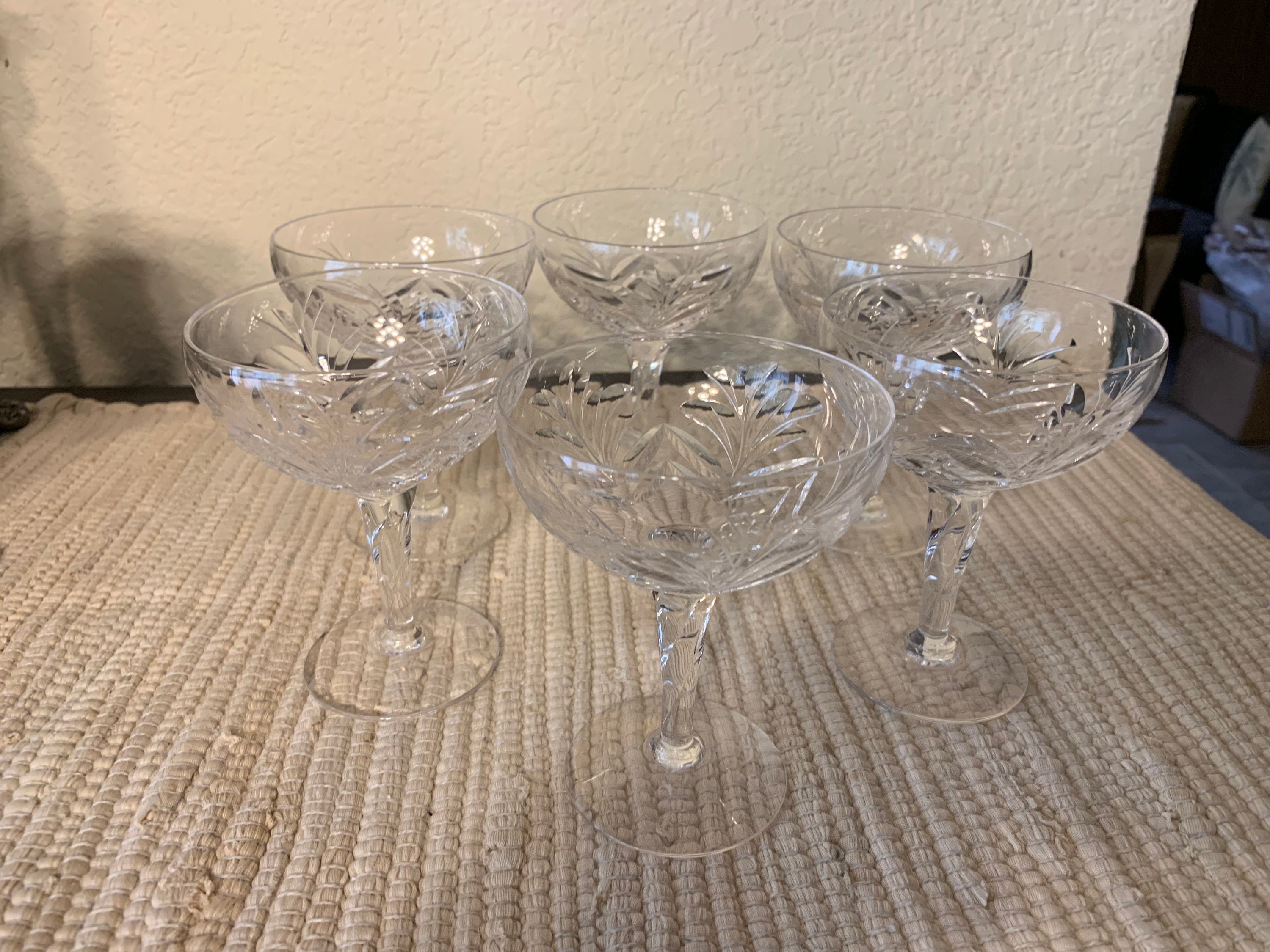 Art Deco Royal Stuart Crystal Swirl Champagne coupes campestre.al.gov.br