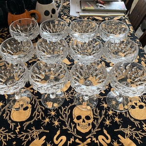 CHAMPAGNE COUPES - 1980s Nachtmann Bleikristall 24% Lead Crystal Helena Pattern Tall Sherbets or Champagne Goblets (set of 12)