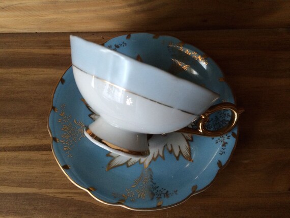 1960s Royal Sealy China Japan Blue Pink Floral Motif Fine