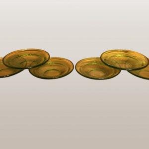Antique 1920s Federal Glass Colonial Fluted Green Cupped Plates – Under-plates for Footed Sherbets (set of 6)