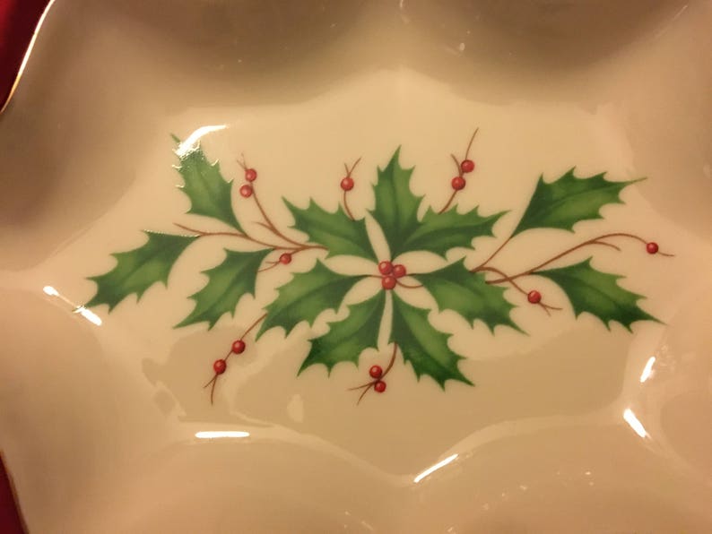 MIOB 1970s Lenox Holiday Dimension Scalloped 8-34\u201d Open Candy Dish