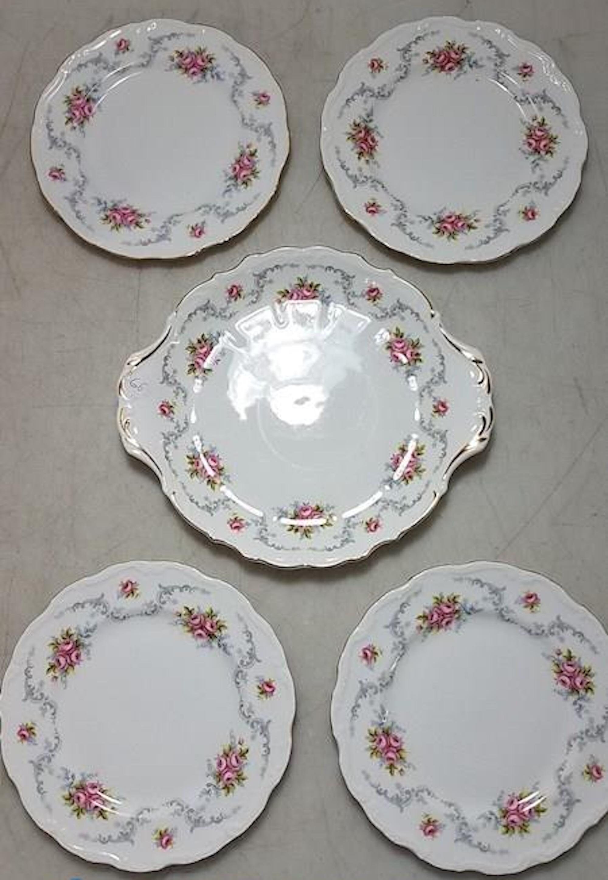 1970s Royal Albert Tranquility Luncheon Set 4 SaladDessert Plates 1 CakeServing Plate