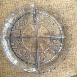 1960s Anchor Hocking Glass Avalon Blue 4-Part Divided Veggie Platter (11.75” diameter)