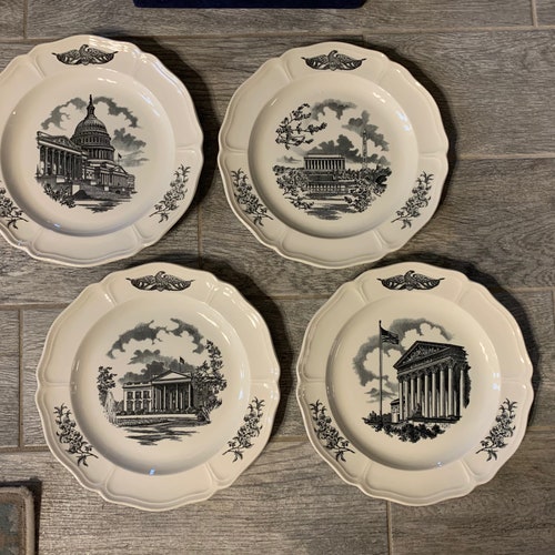 1960s Wedgwood The Federal shops City Dinner Plate Set (Boxed Set of 4 plates)