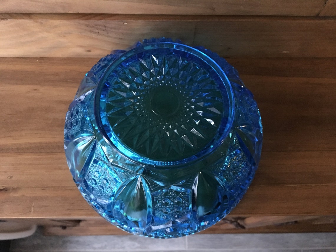 1930s LE Smith Glass Kimberlite Lustre Blue Pressed Cut Glass - Etsy