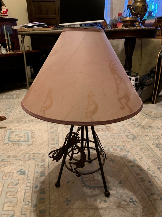 1980s Kokopelli Tri Leg Metal Table Lamp With Parchment Shade Etsy