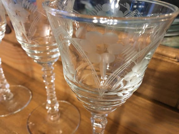 Set of 4 Tiffin Franciscan Windswept Rose Crystal Water Goblets