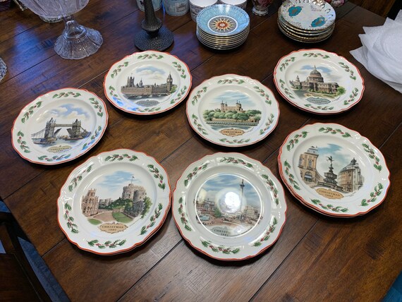 1980s Wedgwood Christmas Queen S Ware English Landmarks Etsy