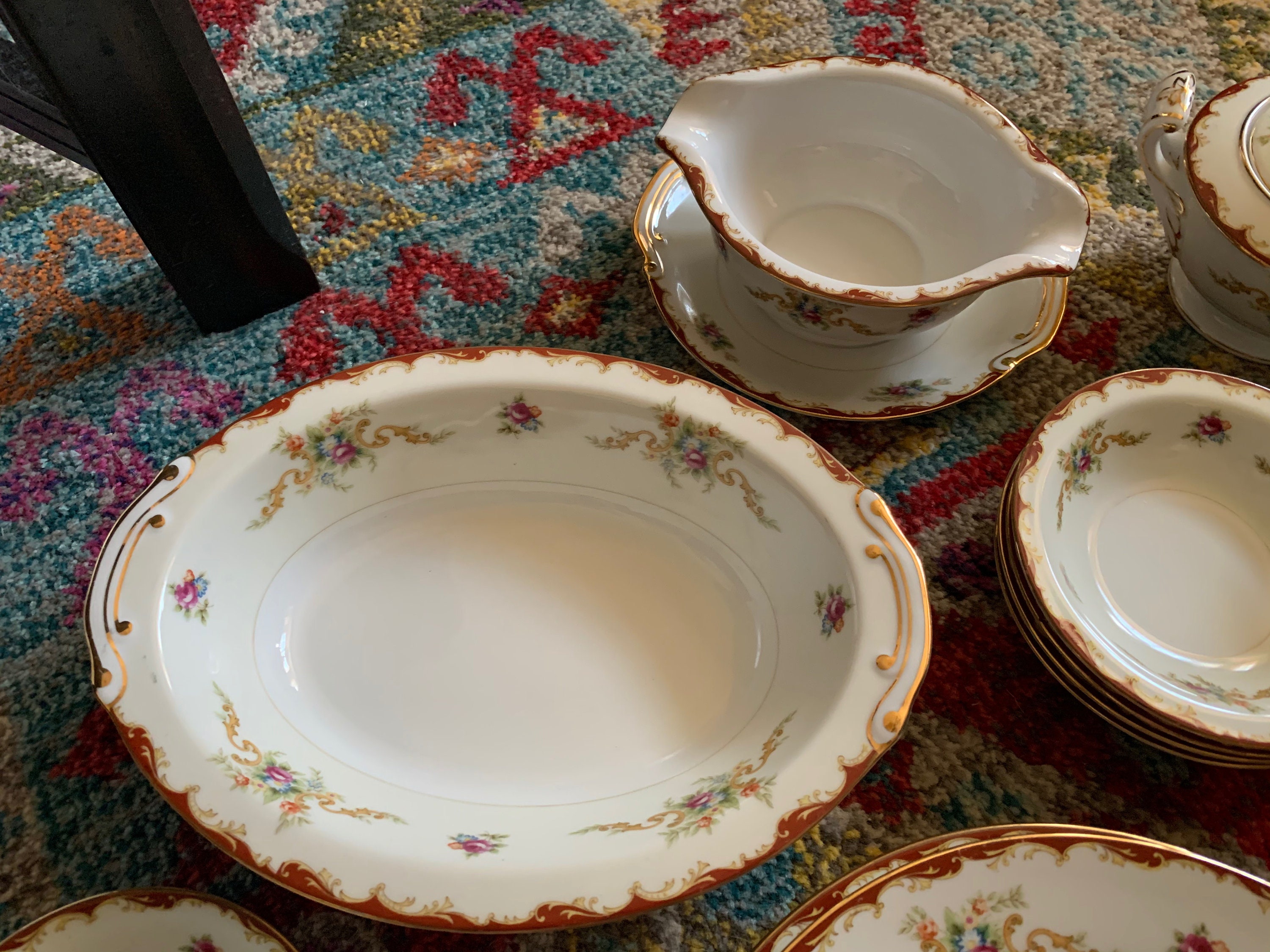 1950s Harmony House China Wembley Pattern Dinnerware Set (28 Pcs