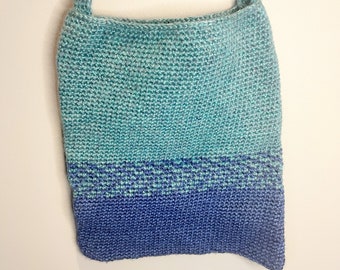 Ombre Blue Crocheted Crossbody Purse, Handmade Everyday Bag
