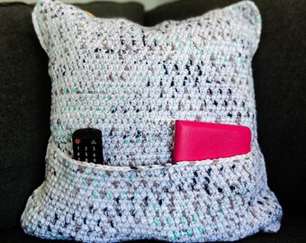 Crochet River Rock Pillow Sham Pattern with Pocket (Digital Download)