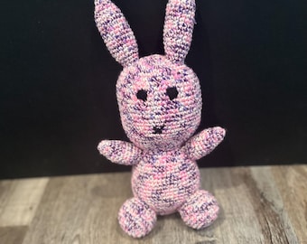 Crocheted Pink and Purple Bunny, Stuffed Animal Toy