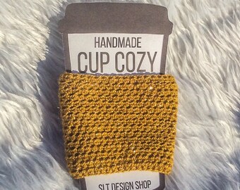 Sparkle Coffee Cozy, Golden Crochet To-Go Cup Cozy