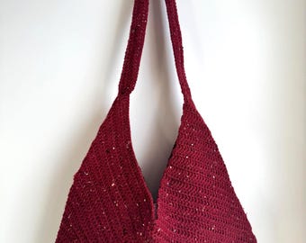 Crocheted Red Tweed Purse