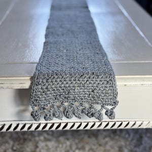 Classic Tweed Style Crocheted Table Runner Gray