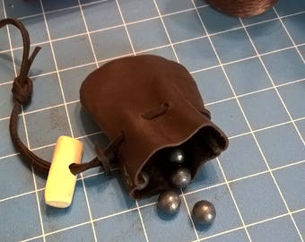 Small Leather Ball/Shot Bag Hand Stitched