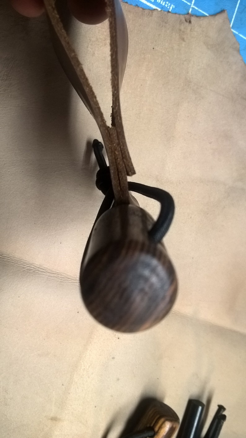 Bushcraft Ferro Rod With Turned Wood Handle and Leather Belt Etsy