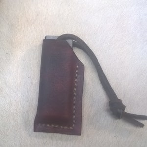 Magnesium Fire Starter with Leather Holder for Bushcraft and Survival
