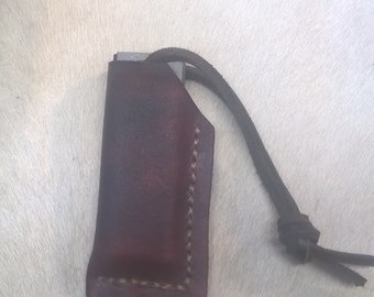 Magnesium Fire Starter with Leather Holder for Bushcraft and Survival