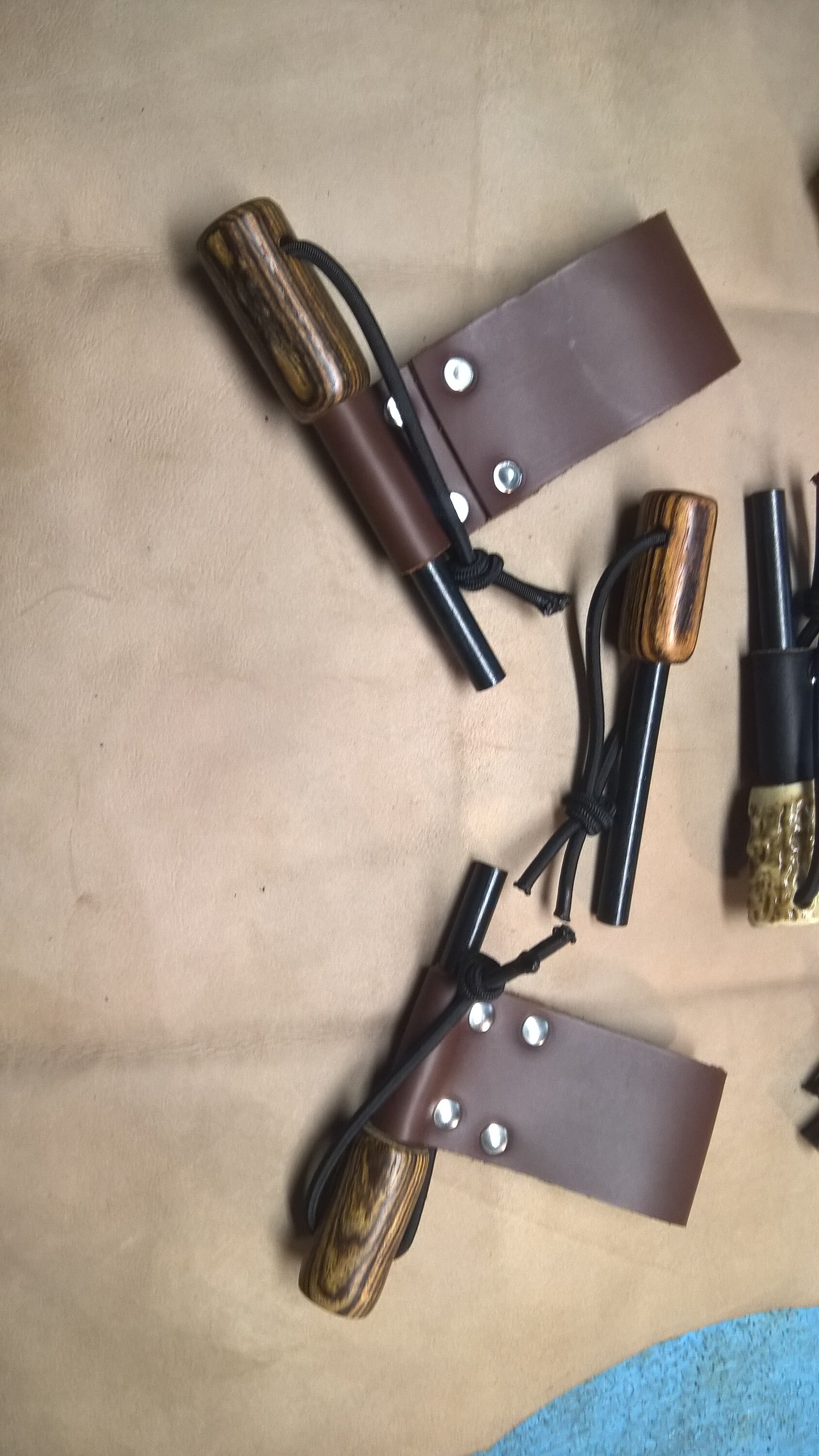 Bushcraft Ferro Rod With Turned Wood Handle And Leather Belt Etsy