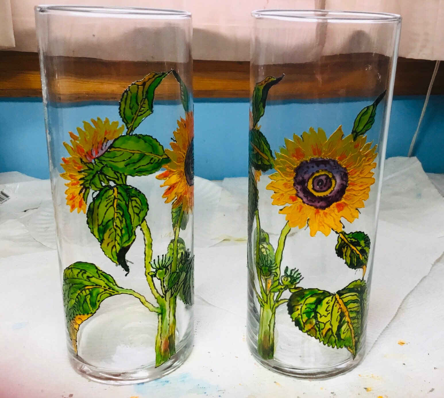 Attrape-soleil En Verre Teinté Tournesol Et Papillon - Décoration De