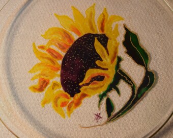 Hand painted plates, Glass Plate, Sunflowers, painted plates, Transparant, plates, hand painted glass plates, useful, gift