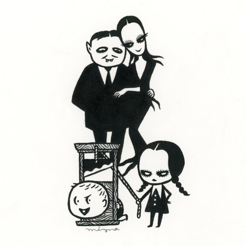 Day 13 Addams Family Original Drawing Etsy