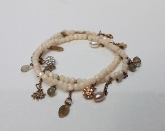 beaded 2 wrap white with charms