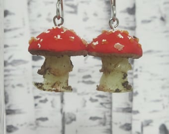 Glow in the dark red and white mushrooms