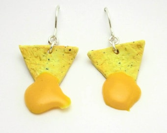 Half-sized chips with cheese nacho earrings