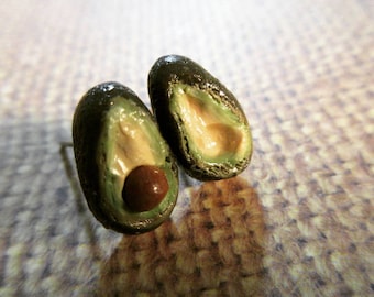 Holy Guacamole! Realistic avocado stud earrings