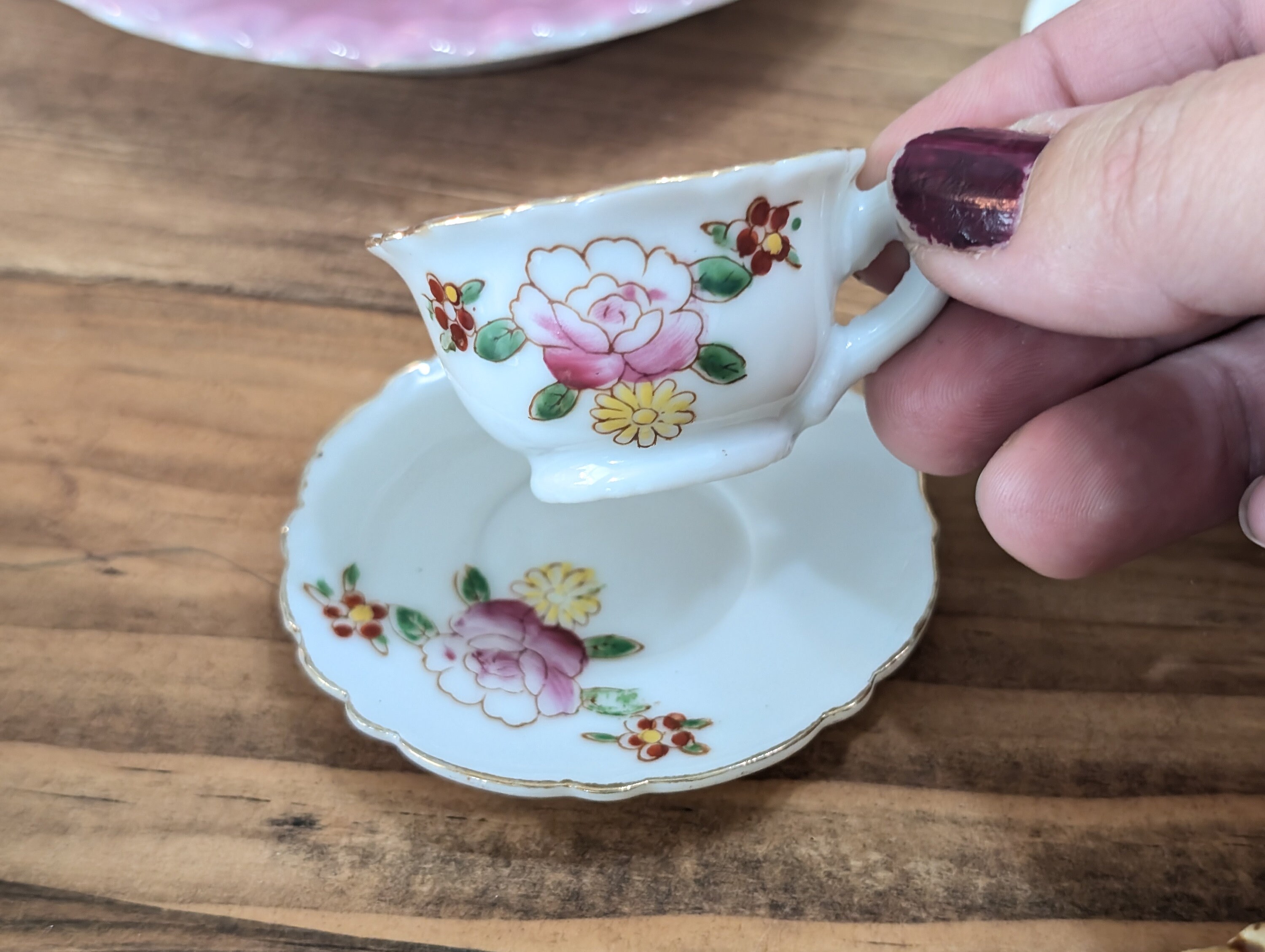 【チョコメルさま】vintage parts ୨୧ * 陶器の小さな 手 ハンド Vintage Teacups and Saucers Miniature Porcelain Teacup Japan