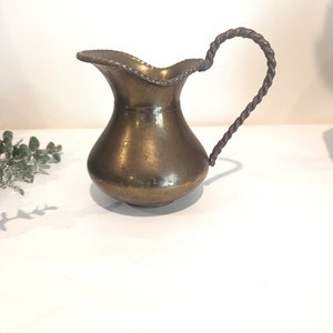 Vintage Brass Pitcher: Metal Flower Vase, Gold Jug (6 inch)