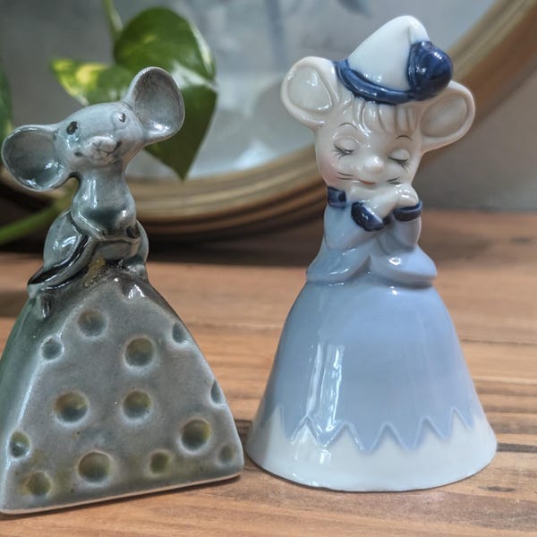 figurines vintage cloches de souris en porcelaine
