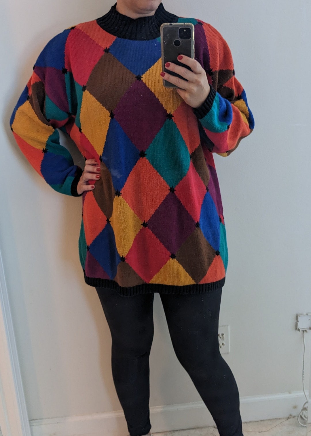 vintage broken sweater rhombus L 【在庫処分】 aus-linkwa.com.au