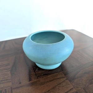 Vintage Van Briggle Pottery Bowl Planter, Velvaglo Celadon Matte Glaze, Signed C Art Pottery