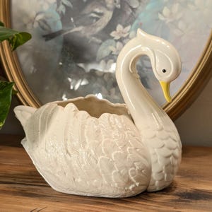 Vintage Swan Planter USA Pottery Large Ceramic Bird Vase Boho Garden Decor Style  Cottagecore Floral Centerpiece