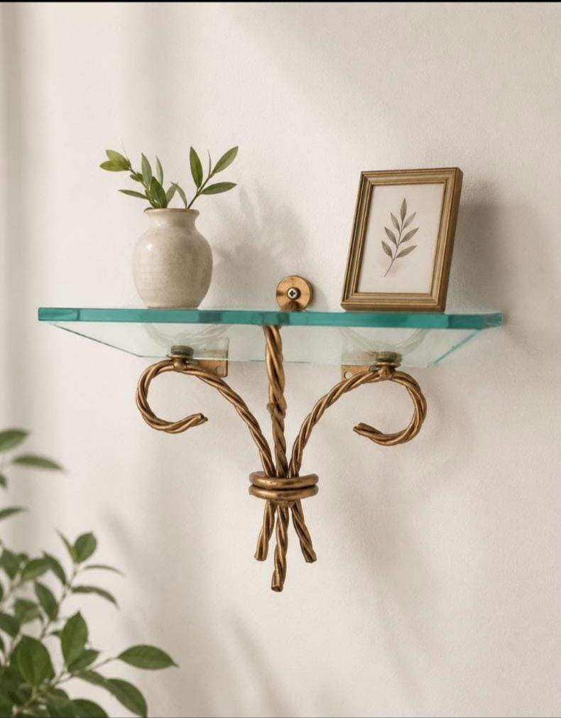 Vintage Metal and Glass Shelving - Etsy