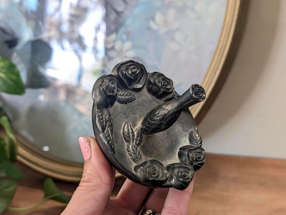 Vintage silverplated Godinger ring holder roses dish vanity decor