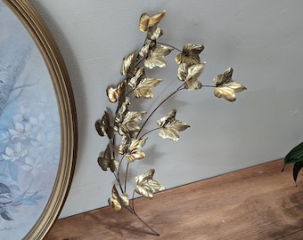 Vintage Gold Metal Leaves Blooms Wall Decor.
