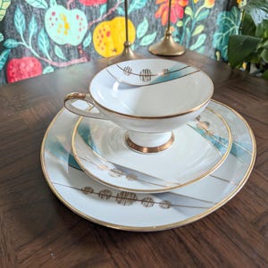 Mid Century Modern Teacup Trio: Winterling Bavaria Fine China 1950s