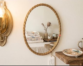 Vintage Homco Gold Rope Metal Oval Wall Mirror