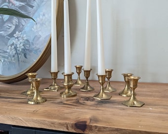 Vintage mini brass candle holder with patina sold individually