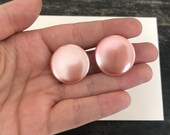 Vintage Made in Japan Earrings - Metalic Pink Earrings - Antique Round 1950s Earrings - Clip on Earrings - 40s 50s Earrings - Signed Vintage