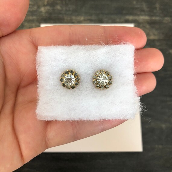 Sterling Silver 925 Jewelry Vintage Pierced Stud drop Hanging Earrings Purple Violet Faceted Stone Faux Diamond Circa st847